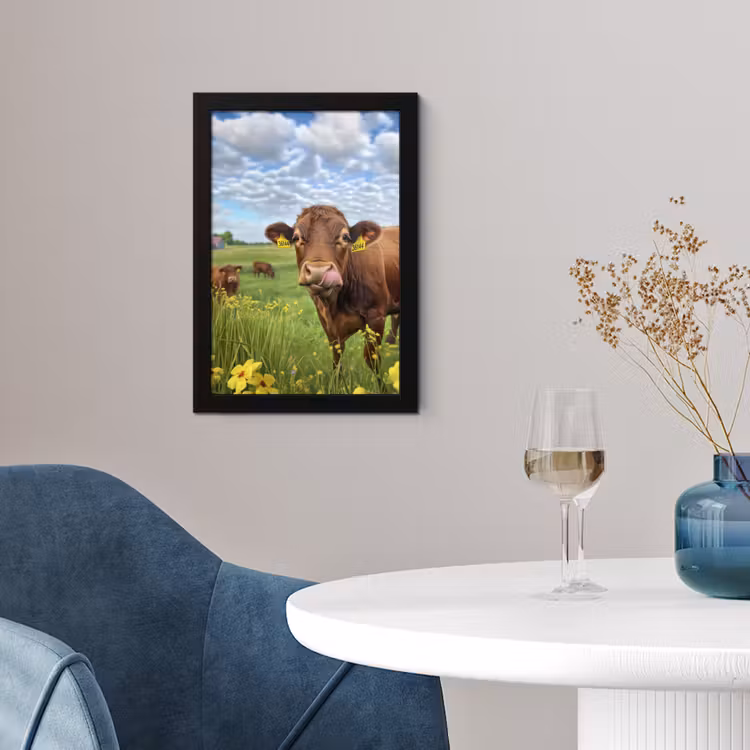 Poster met lijst - Koe - Weide - Bloemen — 2