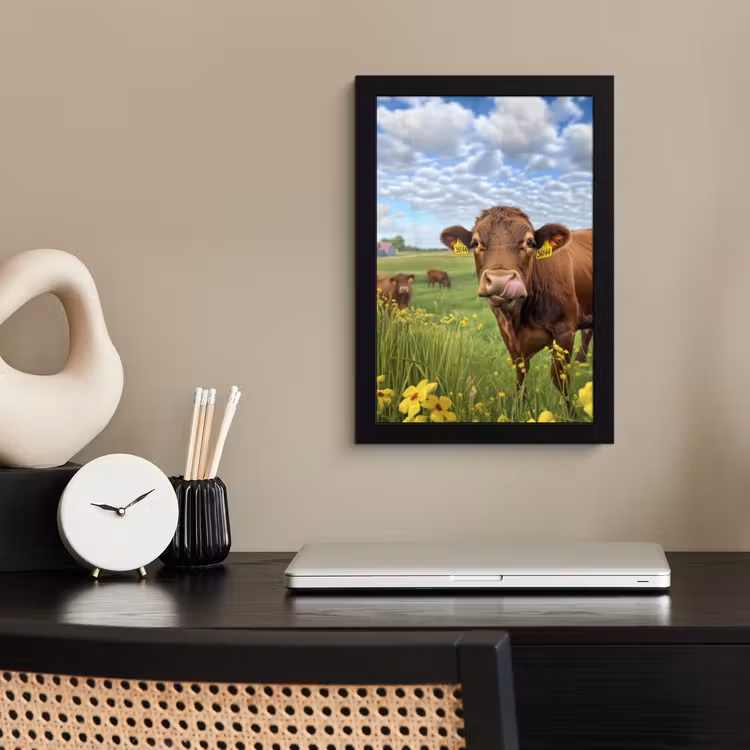 Poster met lijst - Koe - Weide - Bloemen — 3