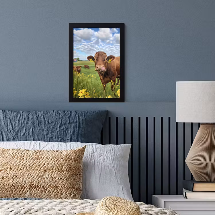 Poster met lijst - Koe - Weide - Bloemen — 4