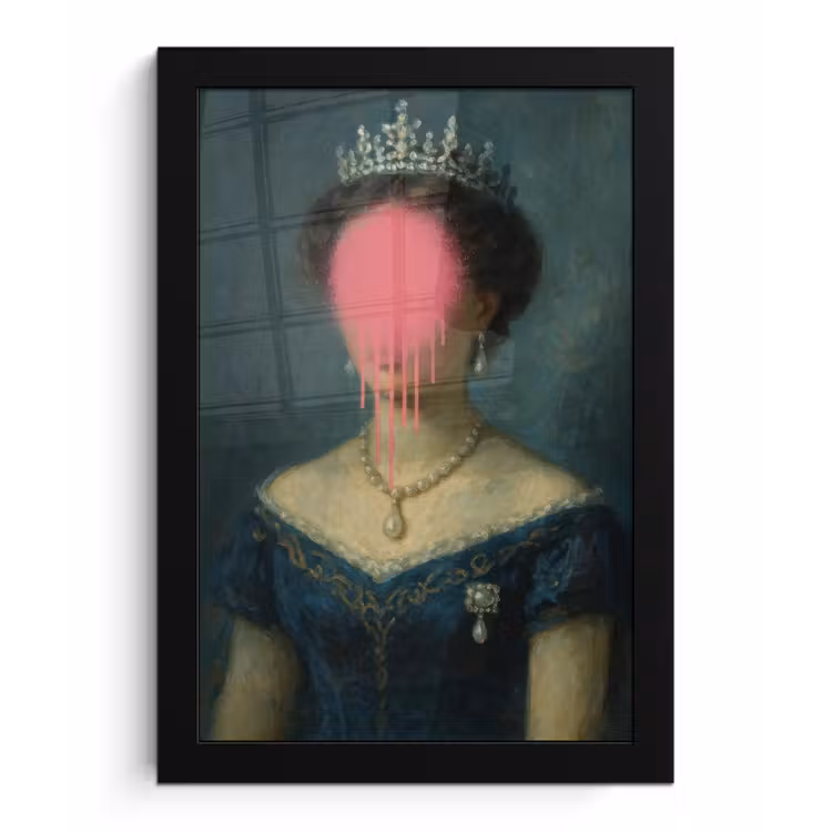 Poster met lijst - Kroon - Roze druipend verf - Portret — 1