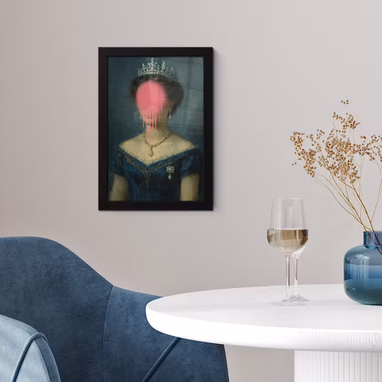 Poster met lijst - Kroon - Roze druipend verf - Portret — 2