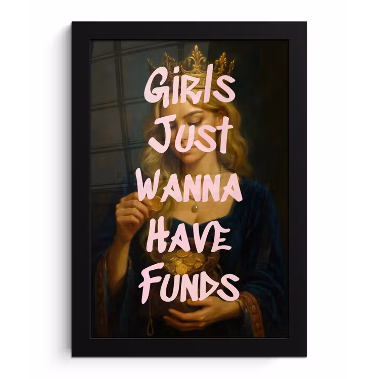 Poster met lijst - Kroon - Vrouw - Jurk - Opvallend — 1