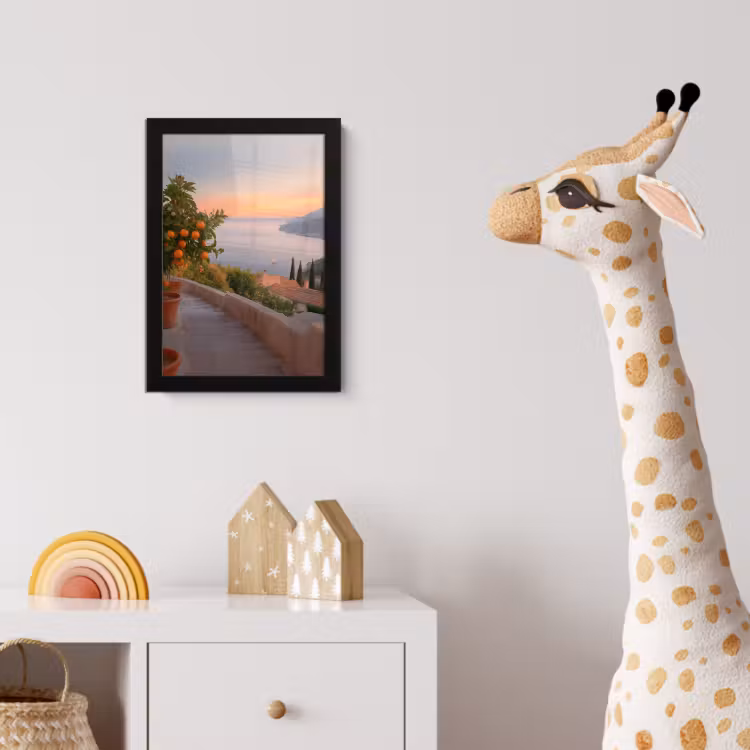 Poster met lijst - Middelandse zee - Sinaasappel - Heuvels - Zee — 5