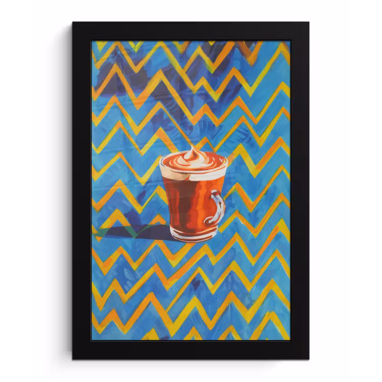 Poster met lijst - Mok - Koffie - Zigzag - Slagroom — 1