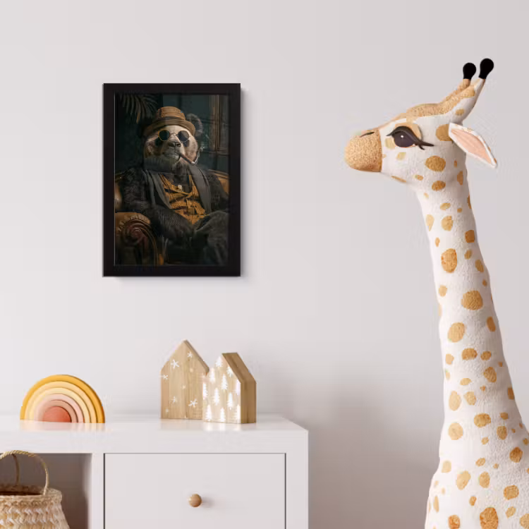 Poster met lijst - Panda - Hoed - Bril - Pak — 5