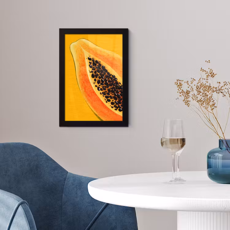 Poster met lijst - Papaja - Oranje - Topisch — 2