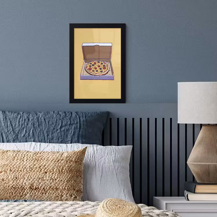 Poster met lijst - Pizza - Doos - Salami - Illustratie — 4