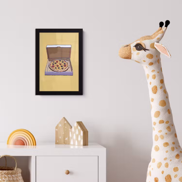 Poster met lijst - Pizza - Doos - Salami - Illustratie — 5