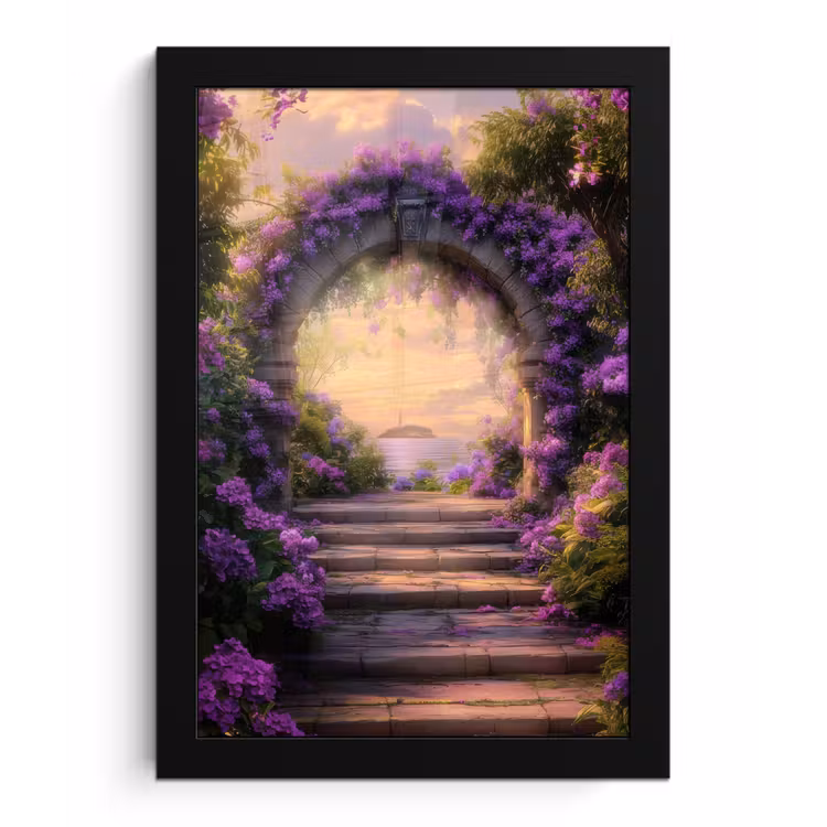 Poster met lijst - Poort - Paars - Bloemen — 1
