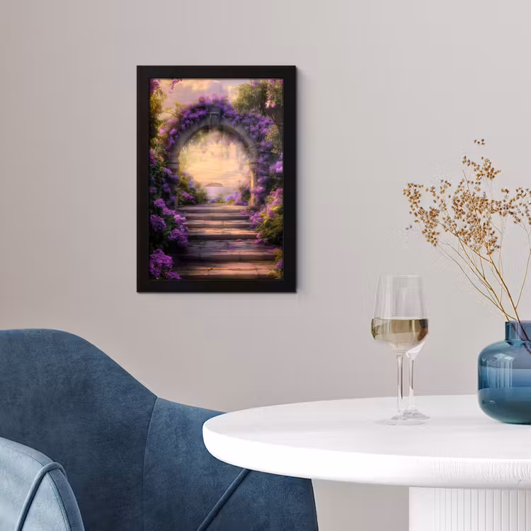 Poster met lijst - Poort - Paars - Bloemen — 2