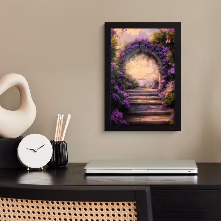 Poster met lijst - Poort - Paars - Bloemen — 3