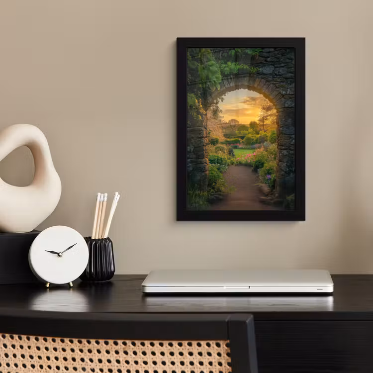 Poster met lijst - Poort - Planten - Zonsondergang — 3