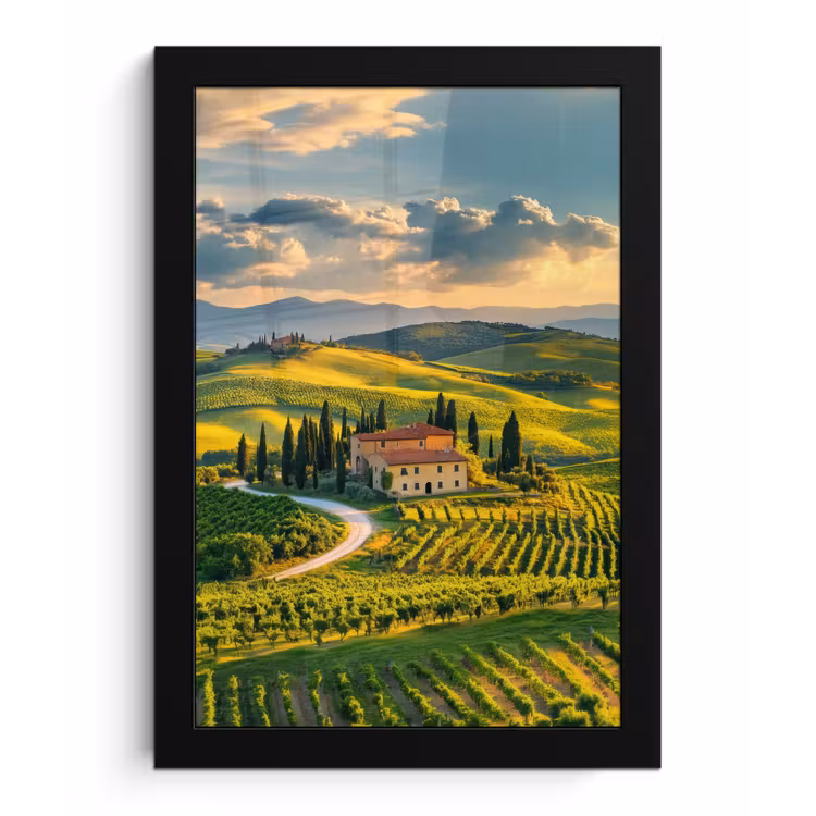 Poster met lijst - Toscane - Landschap - Wijngaarden — 1