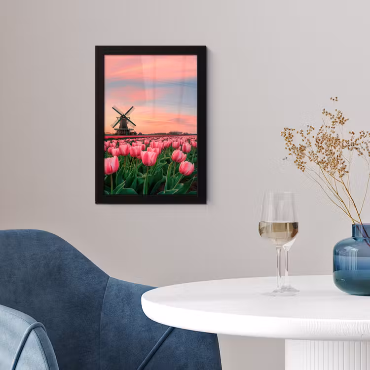 Poster met lijst - Tulpen - Molen - Nederland — 2
