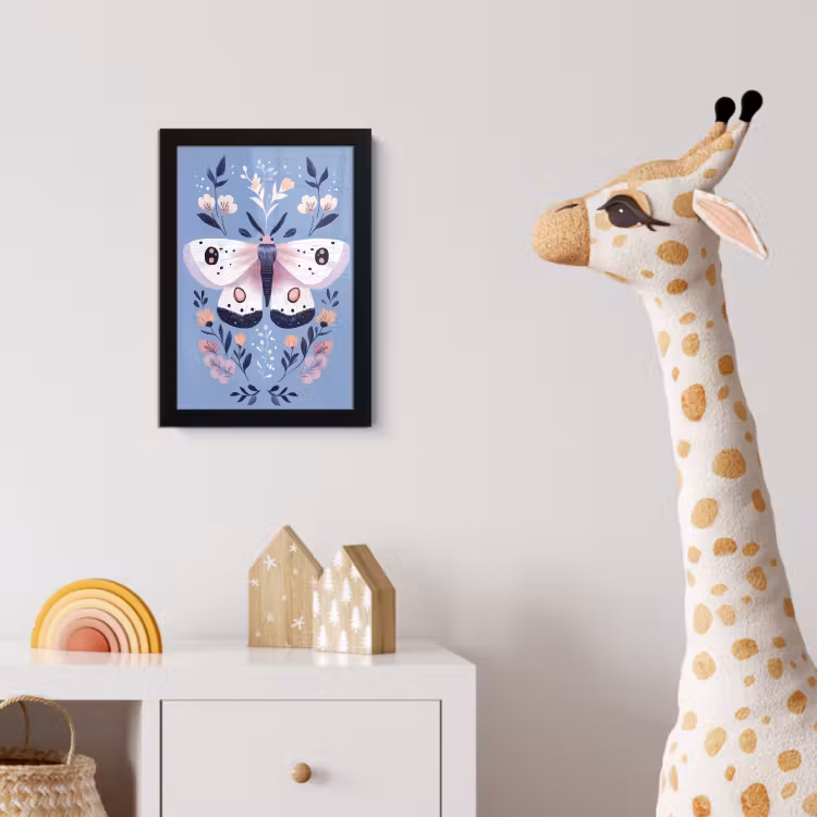 Poster met lijst - Vlinder - Vleugels - Stippen - Bloemen — 5