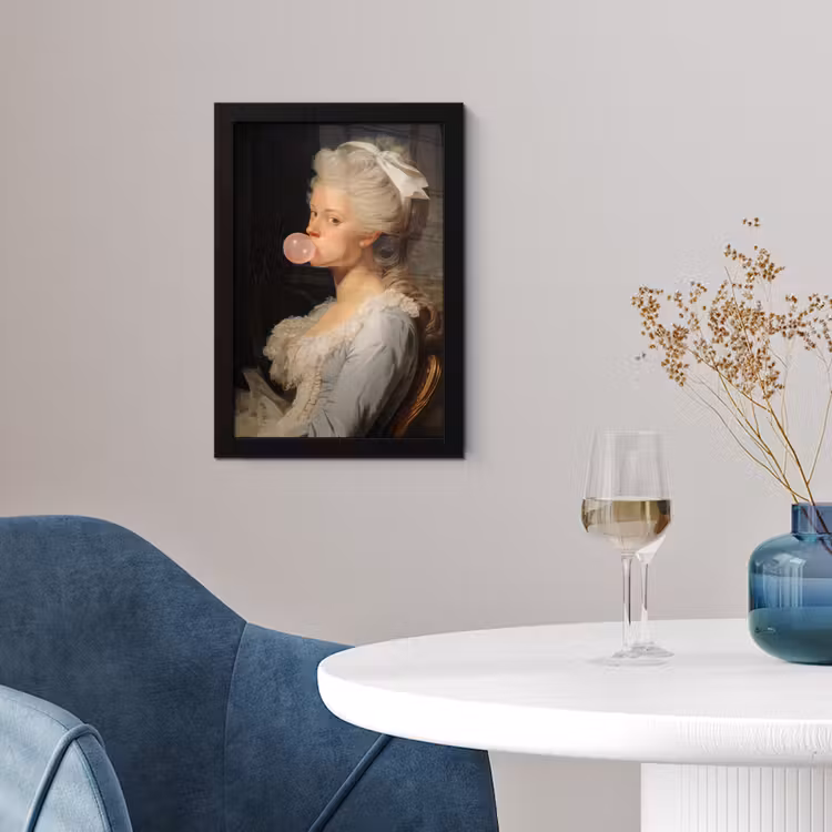 Poster met lijst - Vrouw - Barokjurk - Kauwgom — 2