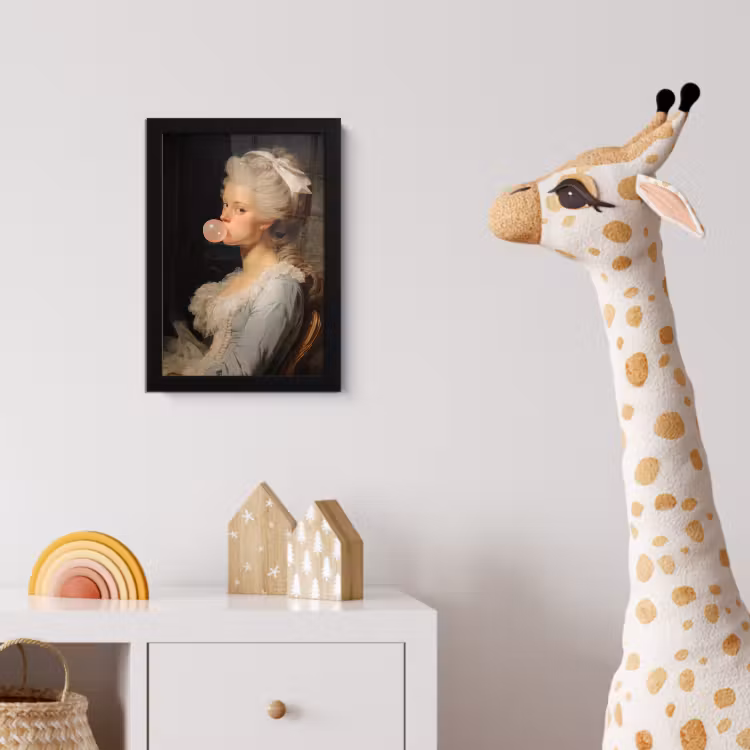 Poster met lijst - Vrouw - Barokjurk - Kauwgom — 5