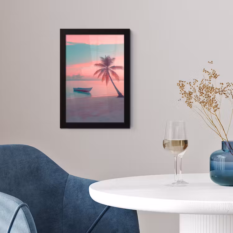 Poster met lijst - Zee - Boot - Zonsondergang — 2