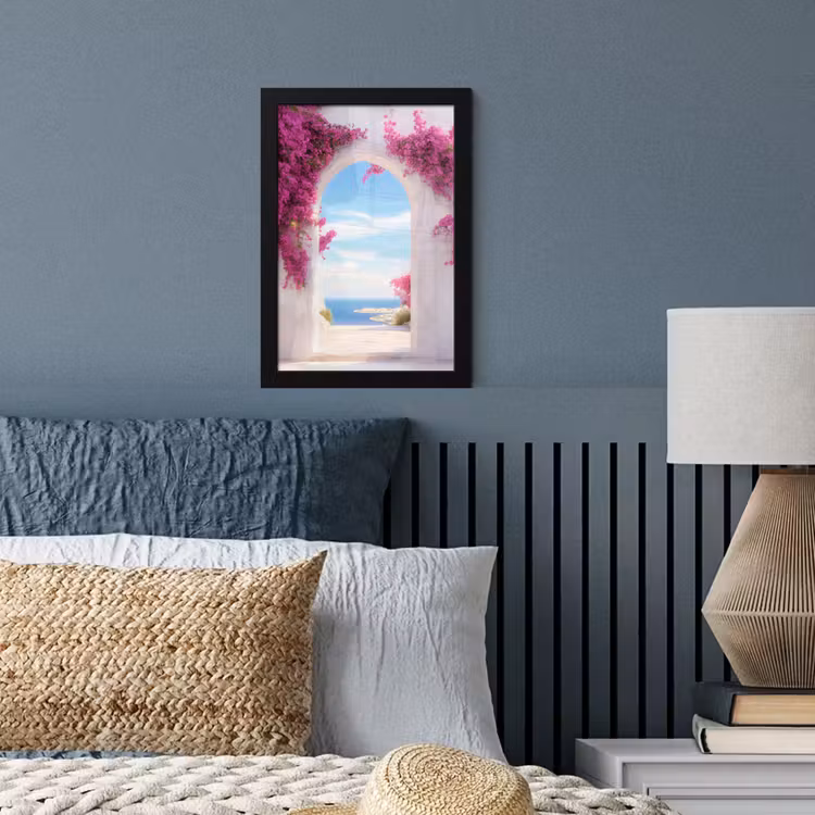 Poster met lijst - Zee - Roze - Bloemen - Poort — 4