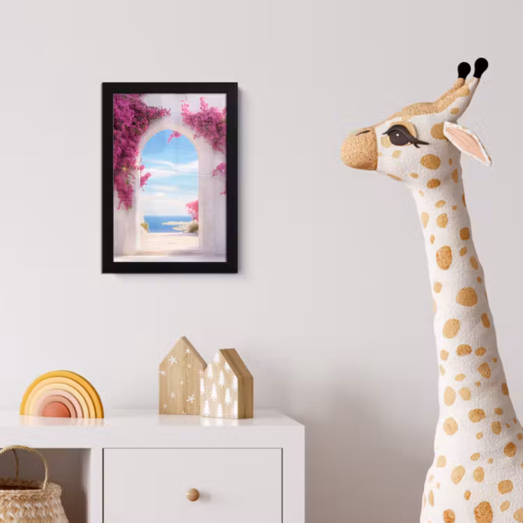 Poster met lijst - Zee - Roze - Bloemen - Poort — 5
