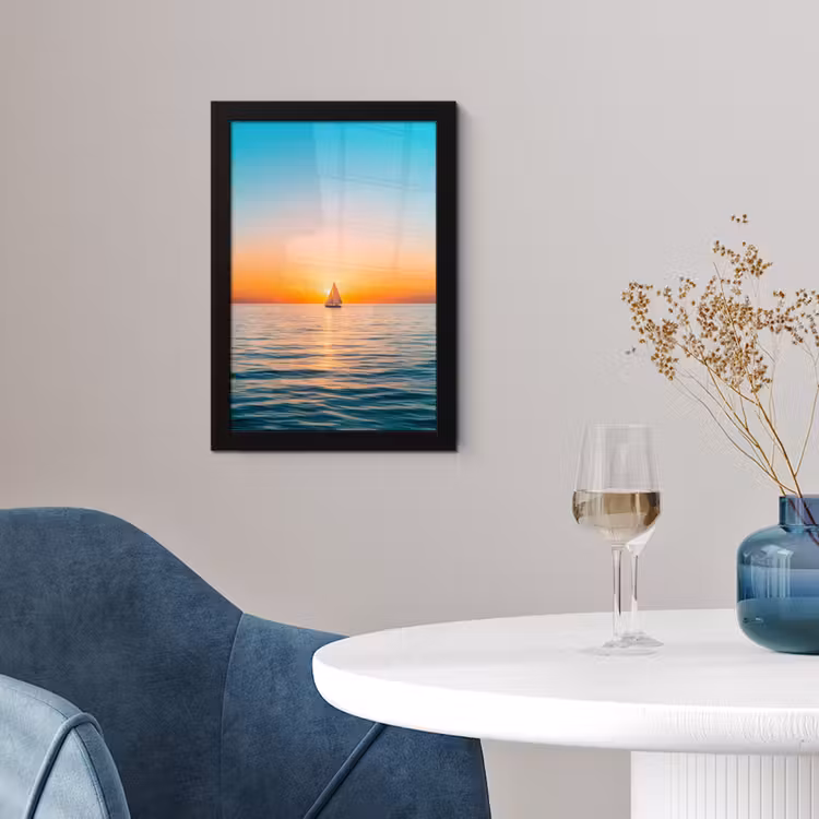 Poster met lijst - Zee - Zeilboot - Zonsondergang — 2