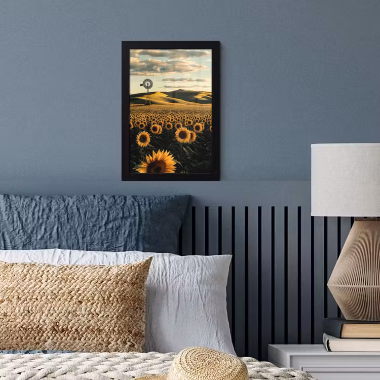 Poster met lijst - Zonnebloem - Veld - Windmolen — 4
