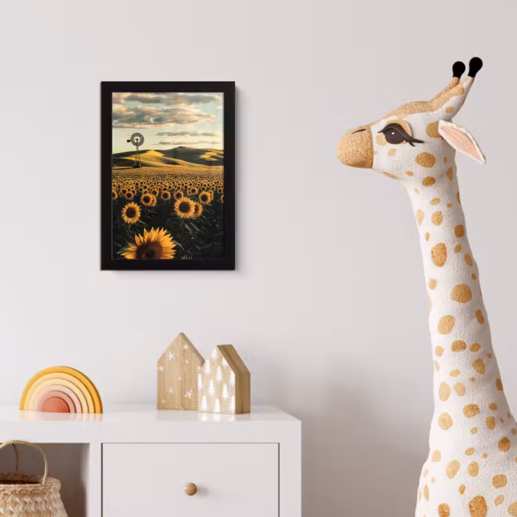 Poster met lijst - Zonnebloem - Veld - Windmolen — 5