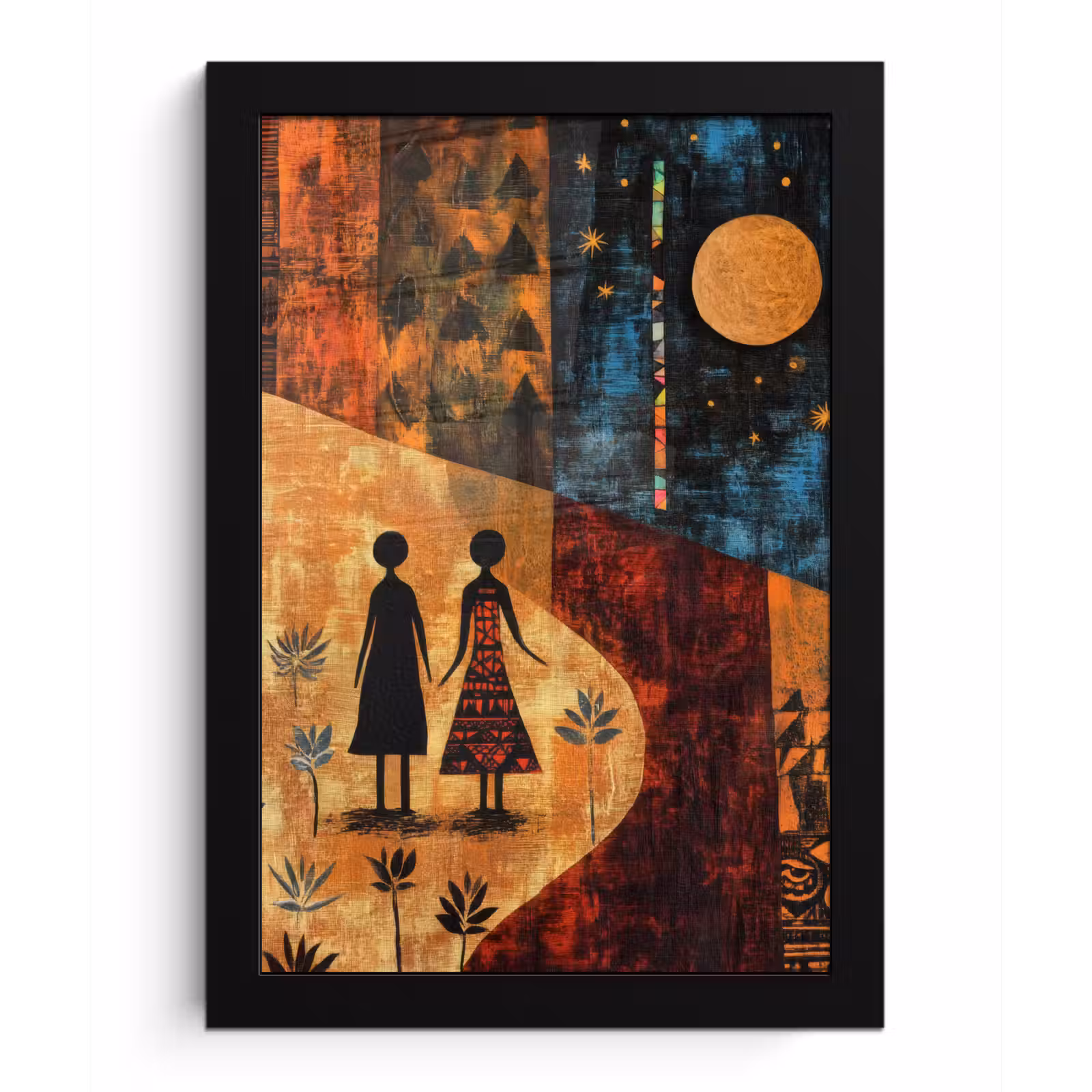 Poster met lijst - Silhouetten - Abstract - Zon - Maan — 1
