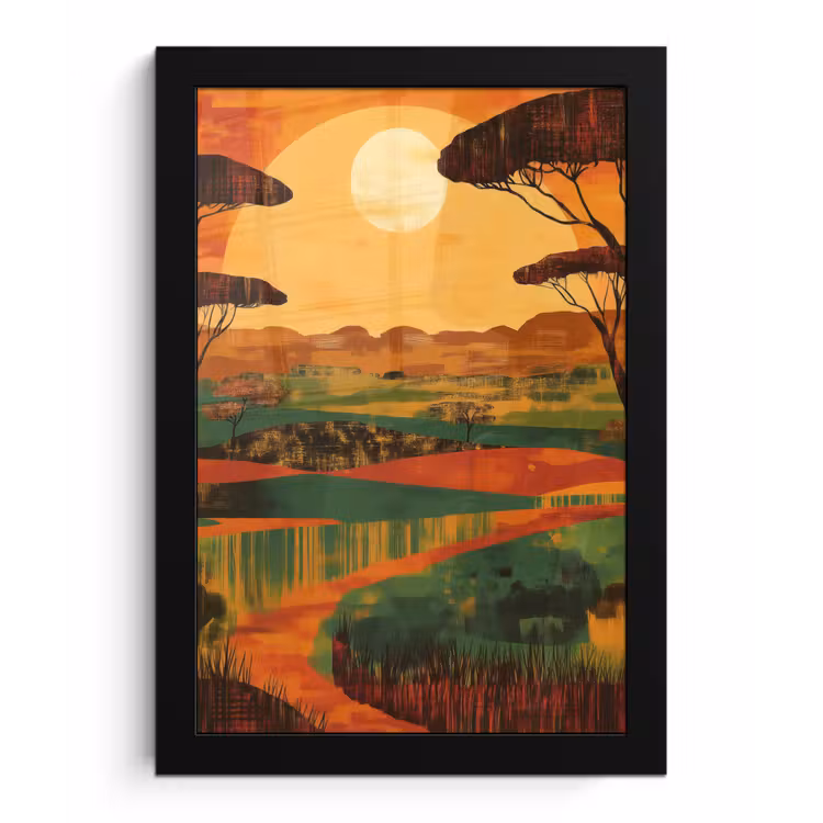 Poster met lijst - Landschap - Afrikaans - Zon — 1