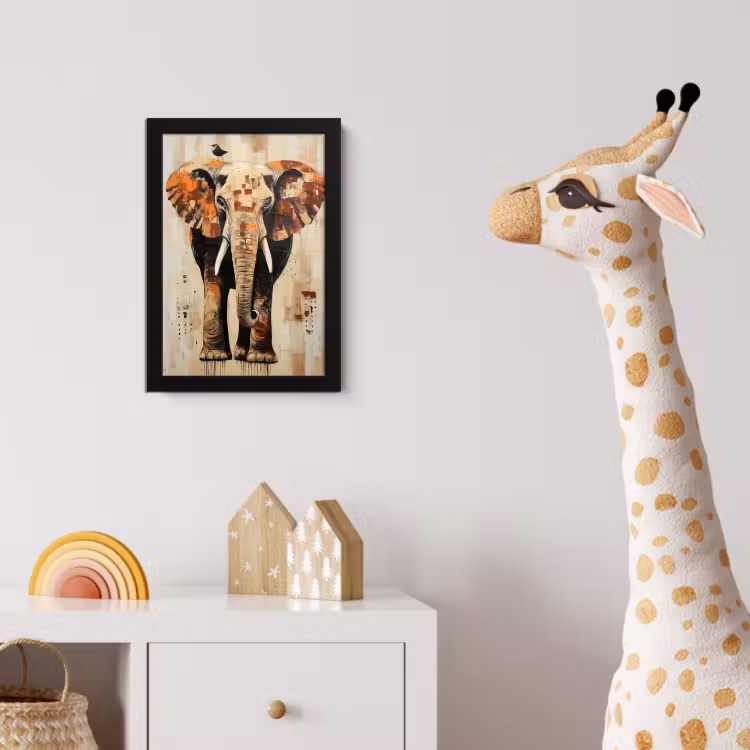 Poster met lijst - Olifant - Slurf - Mozaïek - Abstract — 5