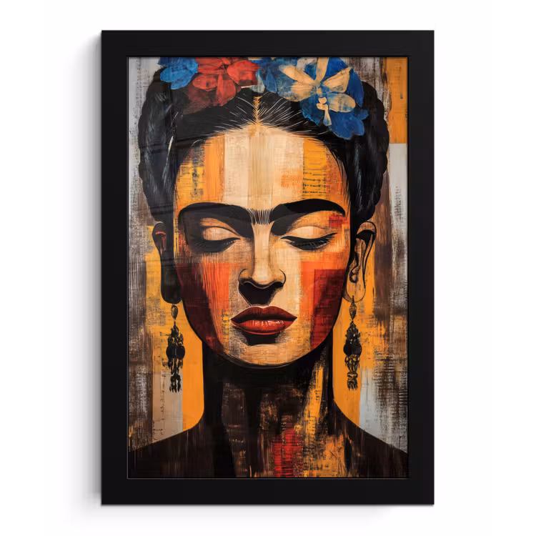 Poster met lijst - Portret - Vrouw - Bloemen — 1