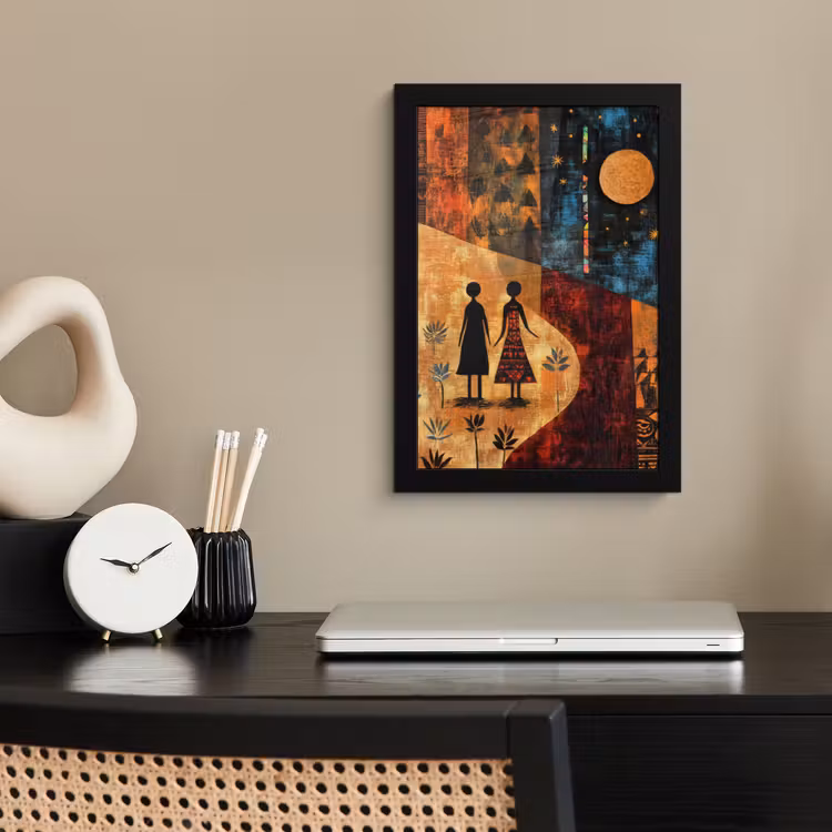 Poster met lijst - Silhouetten - Abstract - Zon - Maan — 3