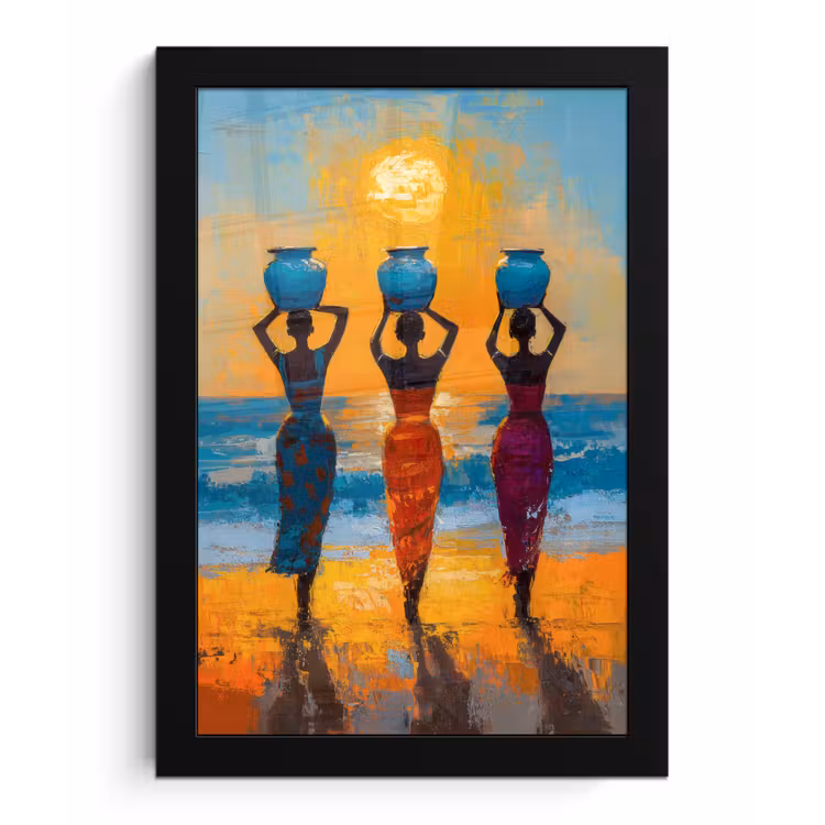 Poster met lijst - Vrouwen - Strand - Zondsondergang — 1