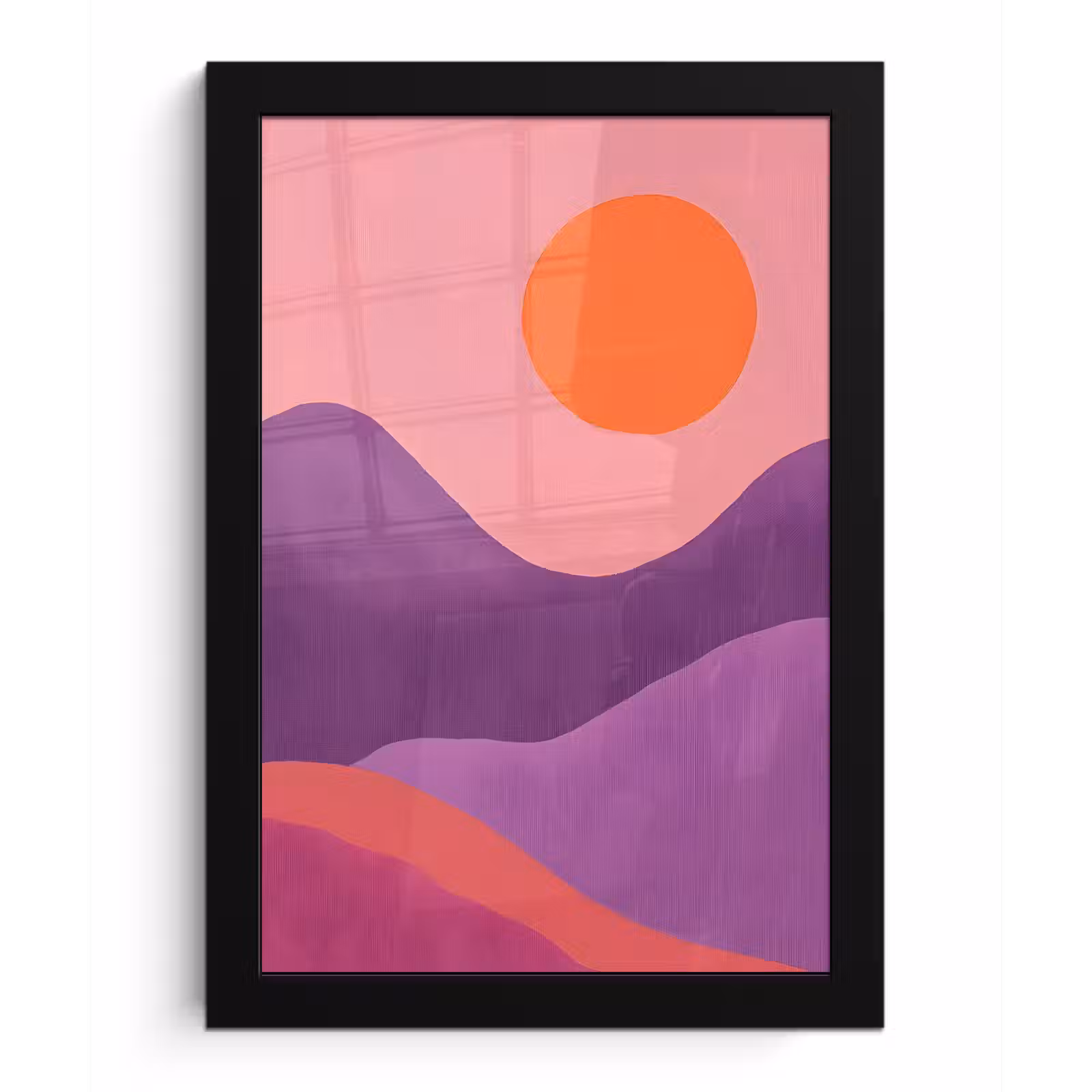 Poster met lijst - Zon - Heuvels - Paars - Abstract — 1