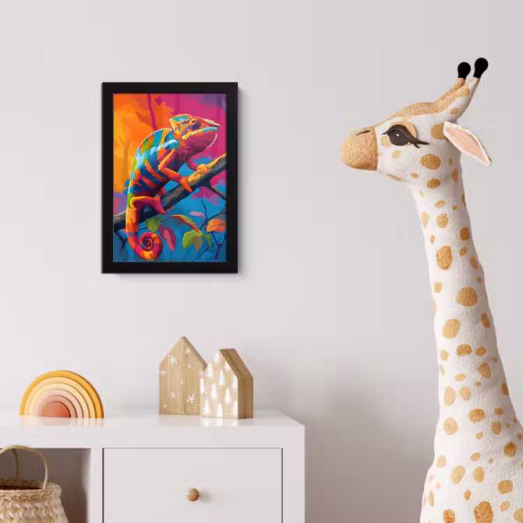 Poster met lijst - Kameleon - Tak - Gestreept - Bladeren — 5