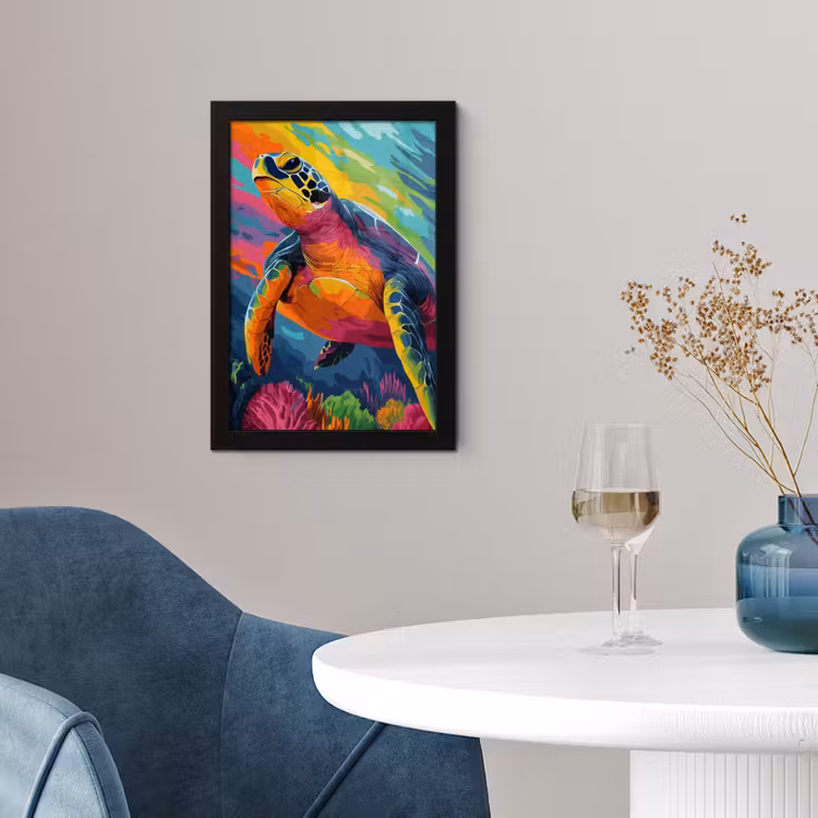 Poster met lijst - Koraal - Schildpad - Abstract - Water — 2