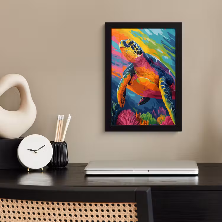 Poster met lijst - Koraal - Schildpad - Abstract - Water — 3