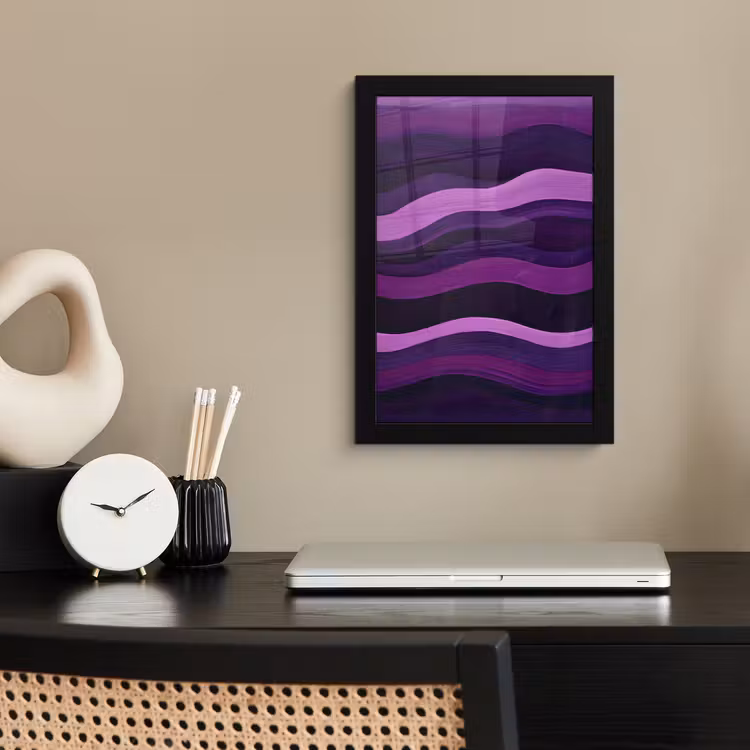 Poster met lijst - Lijnen - Golven - Paars - Abstract — 3