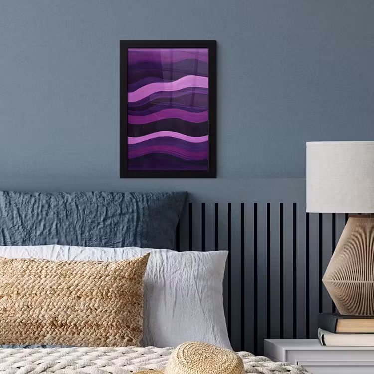 Poster met lijst - Lijnen - Golven - Paars - Abstract — 4
