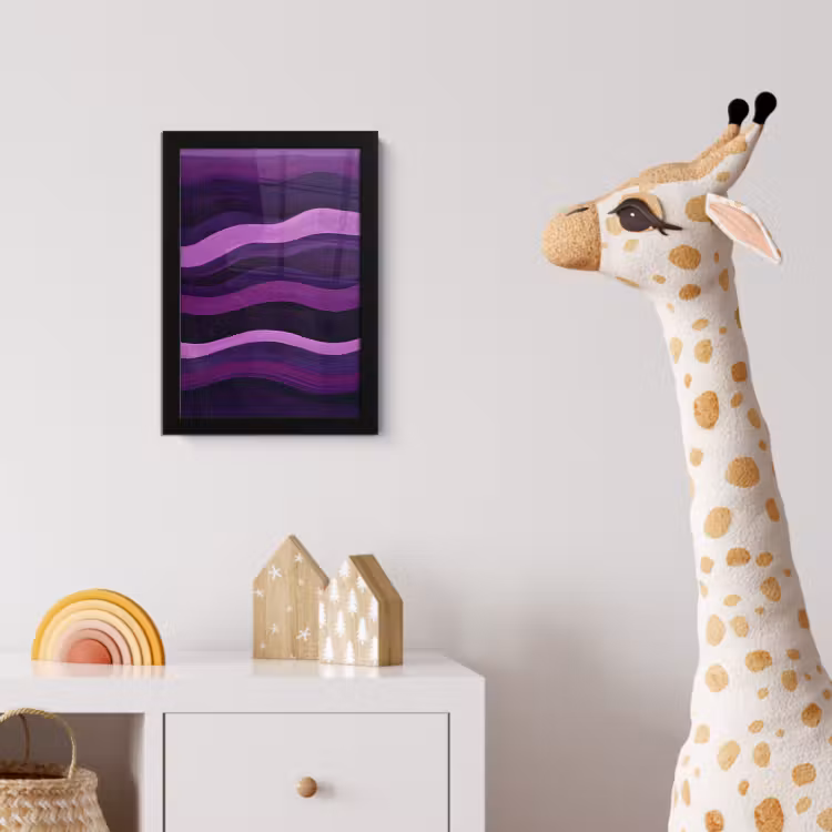 Poster met lijst - Lijnen - Golven - Paars - Abstract — 5