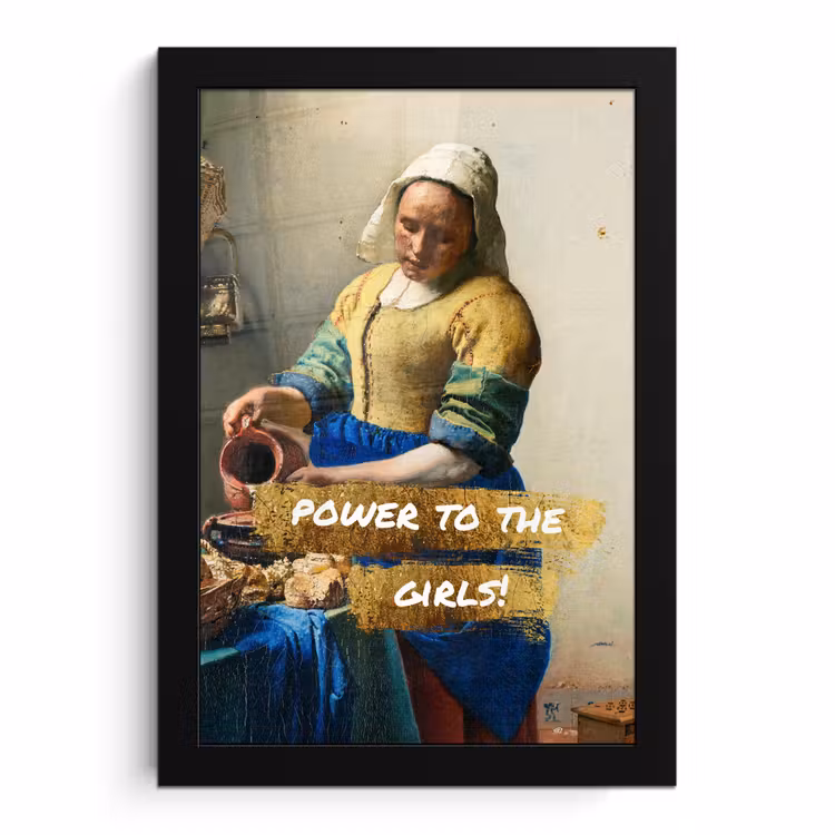 Poster met lijst - Melkmeisje - Goud - Quotes - Schilderij - Oude meesters — 1