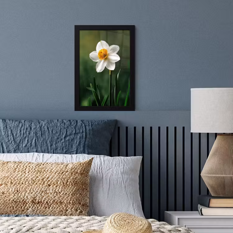 Poster met lijst - Narcis - Bloem - Wit - Grassprieten — 4
