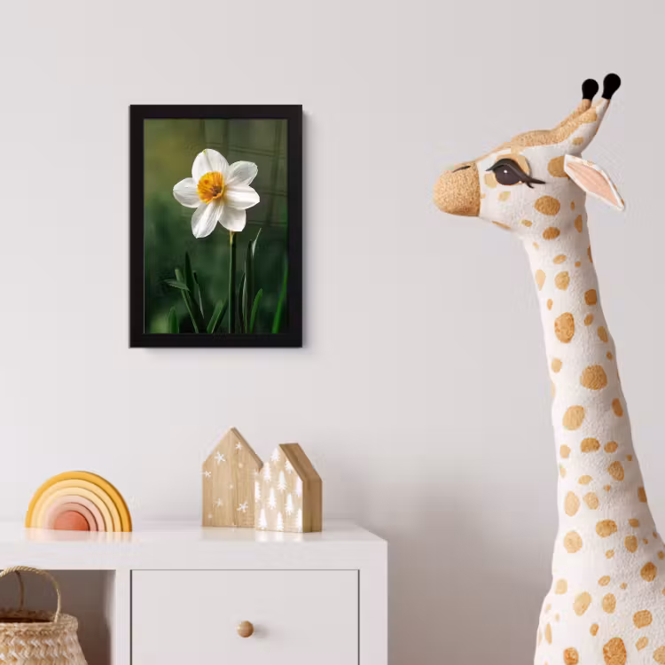 Poster met lijst - Narcis - Bloem - Wit - Grassprieten — 5