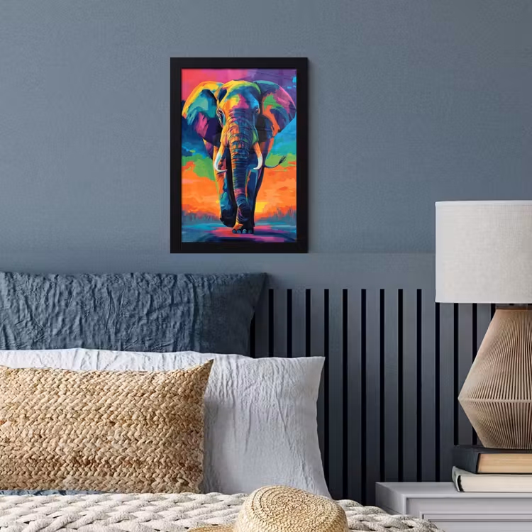 Poster met lijst - Olifant - Kleurrijk - Lucht - Abstract — 4
