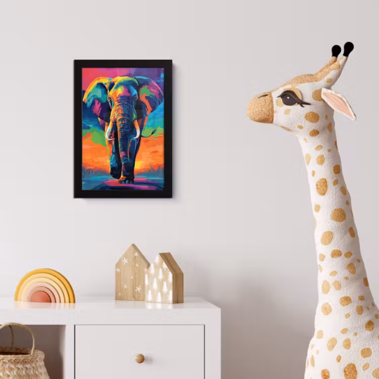 Poster met lijst - Olifant - Kleurrijk - Lucht - Abstract — 5
