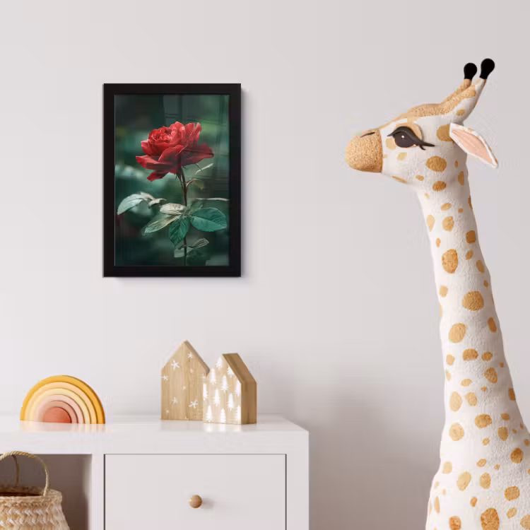 Poster met lijst - Roos - Bladeren - Dieprood — 5