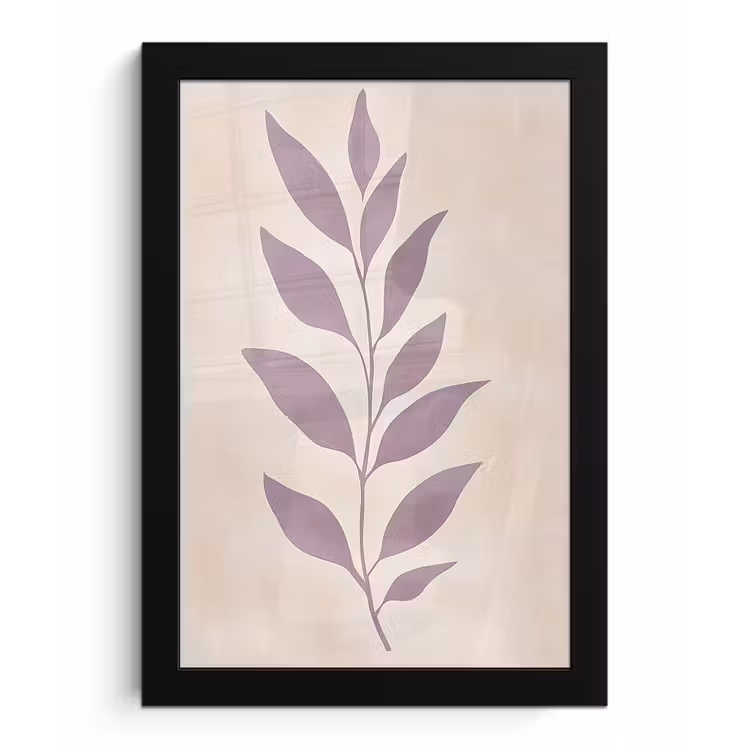 Poster met lijst - Tak - Bladeren - Minimalistisch - Beige — 1