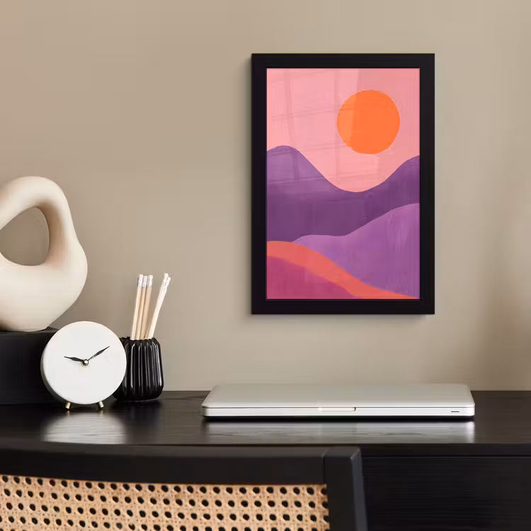 Poster met lijst - Zon - Heuvels - Paars - Abstract — 3