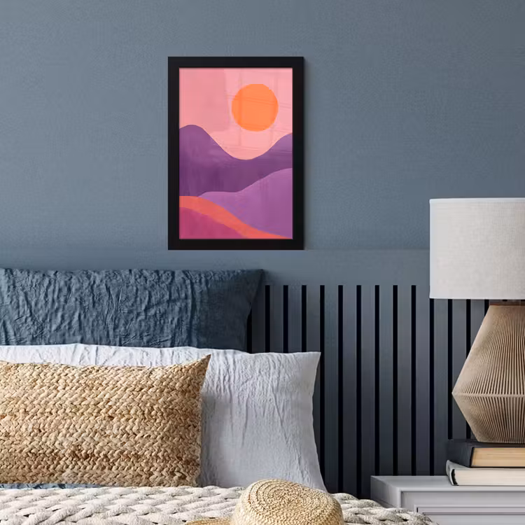 Poster met lijst - Zon - Heuvels - Paars - Abstract — 4