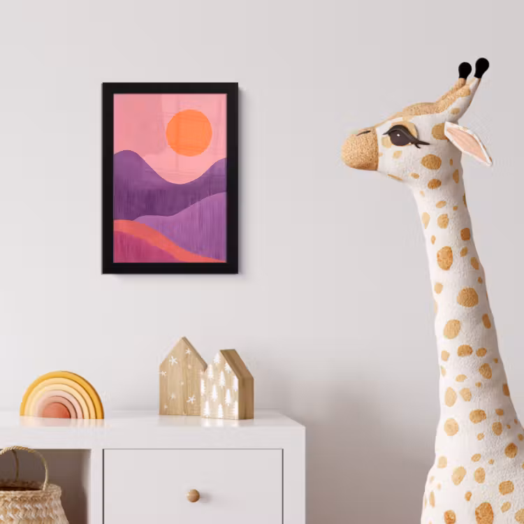 Poster met lijst - Zon - Heuvels - Paars - Abstract — 5